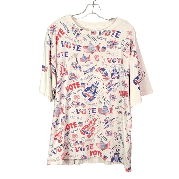 Vote Rights USA Uncle Sam All Over Print AOP Vintage Single Stitched Tee XL - Picture 6 of 16